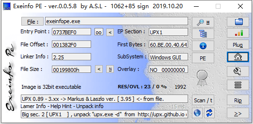 EXE/Dll查壳工具 Exeinfo PE v0.0.6.9 汉化绿色版 